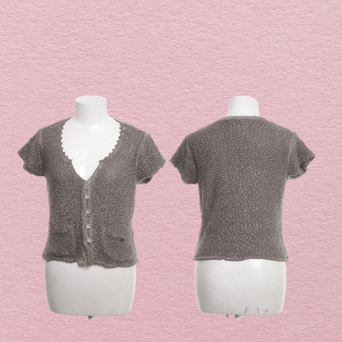 Kortärmad stickad blus  - 2