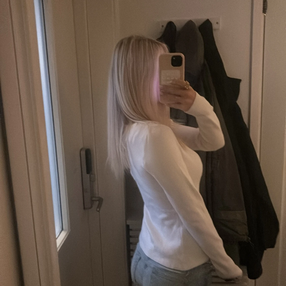 Vit långärmad topp med dragkedja - 2