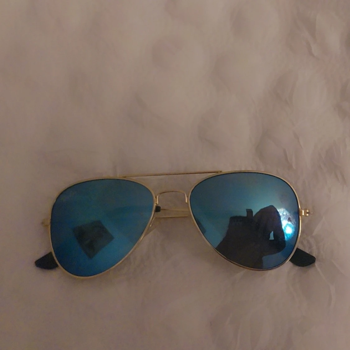 Blå aviator solglasögon med guldram, barn 3-6år - 2