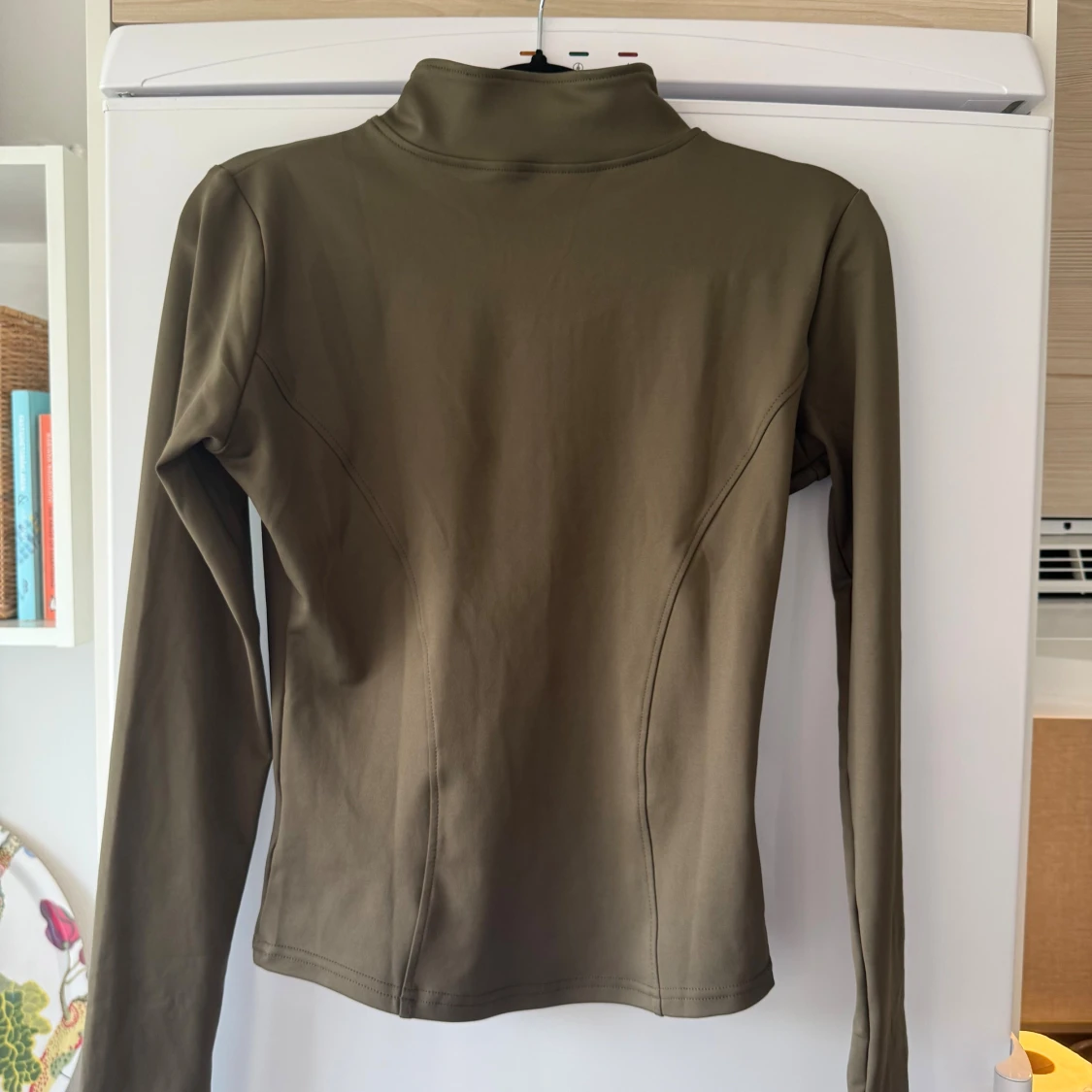 Olivgrön långärmad träningströja half zip - 1