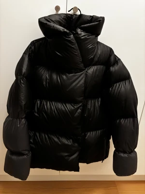 Svart pufferjacka från Filippa K - Säljer en svart pufferjacka från Filippa K Soft Sport, storlek L. Jackan har en rejäl krage och stora fickor. Materialet är glansigt och känns riktigt mjukt, perfekt för kalla dagar. Snygg oversized look och riktigt skön att bära.