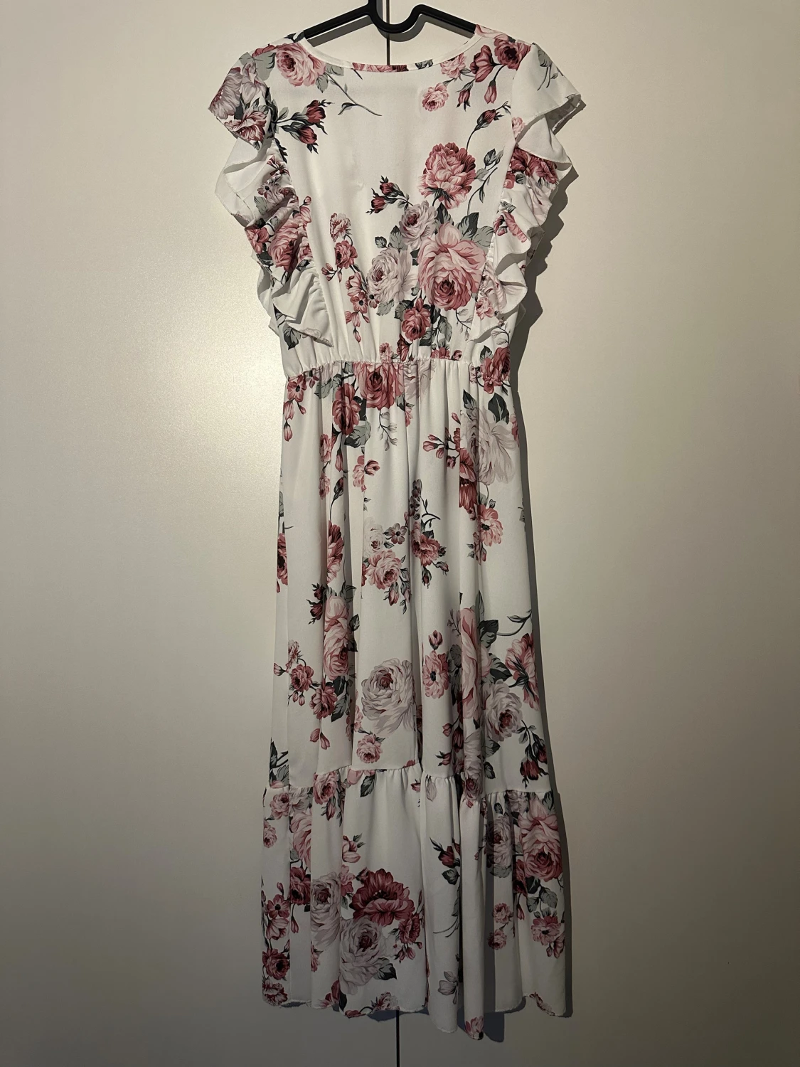 Vit blommig klänning, storlek M - 2