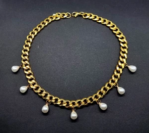 Guldpläterat halsband  - Material-rostfritt stål.  Kedjetjocklek-9mm 