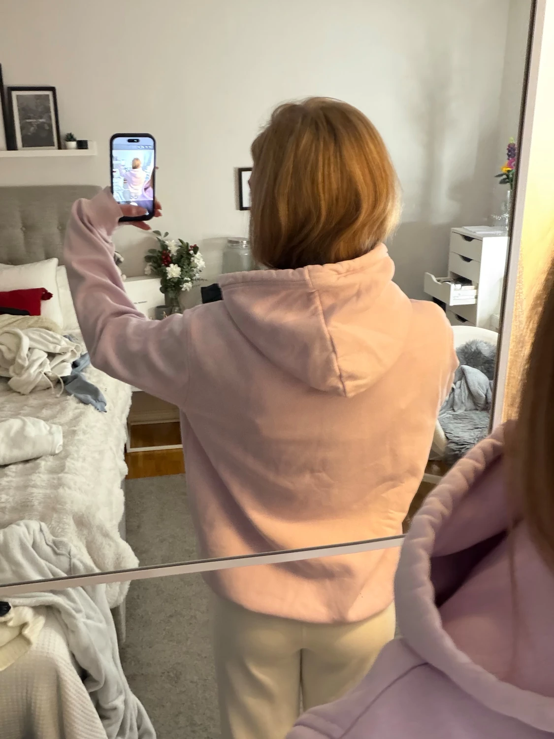 Ljuslila/rosa  hoodie med huva - 1