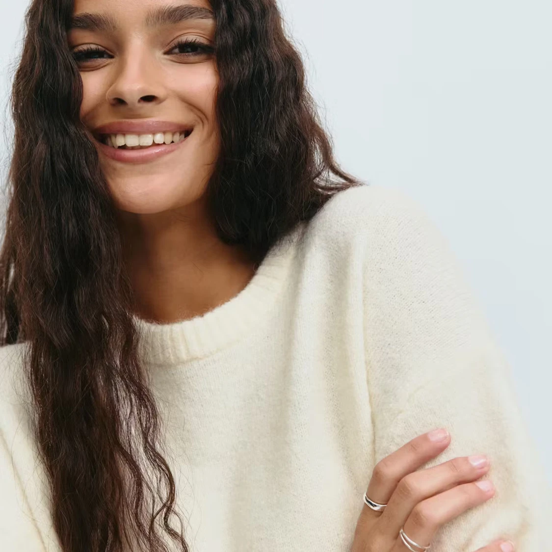 Vit stickad tröja - 1