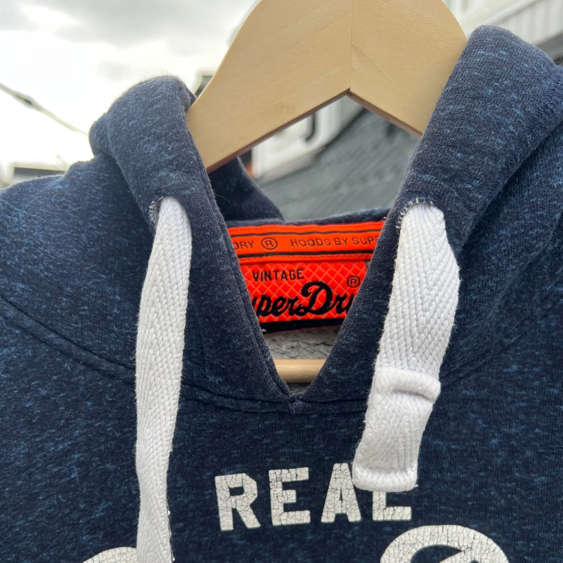 Mörkblå Superdry hoodie med tryck - 3