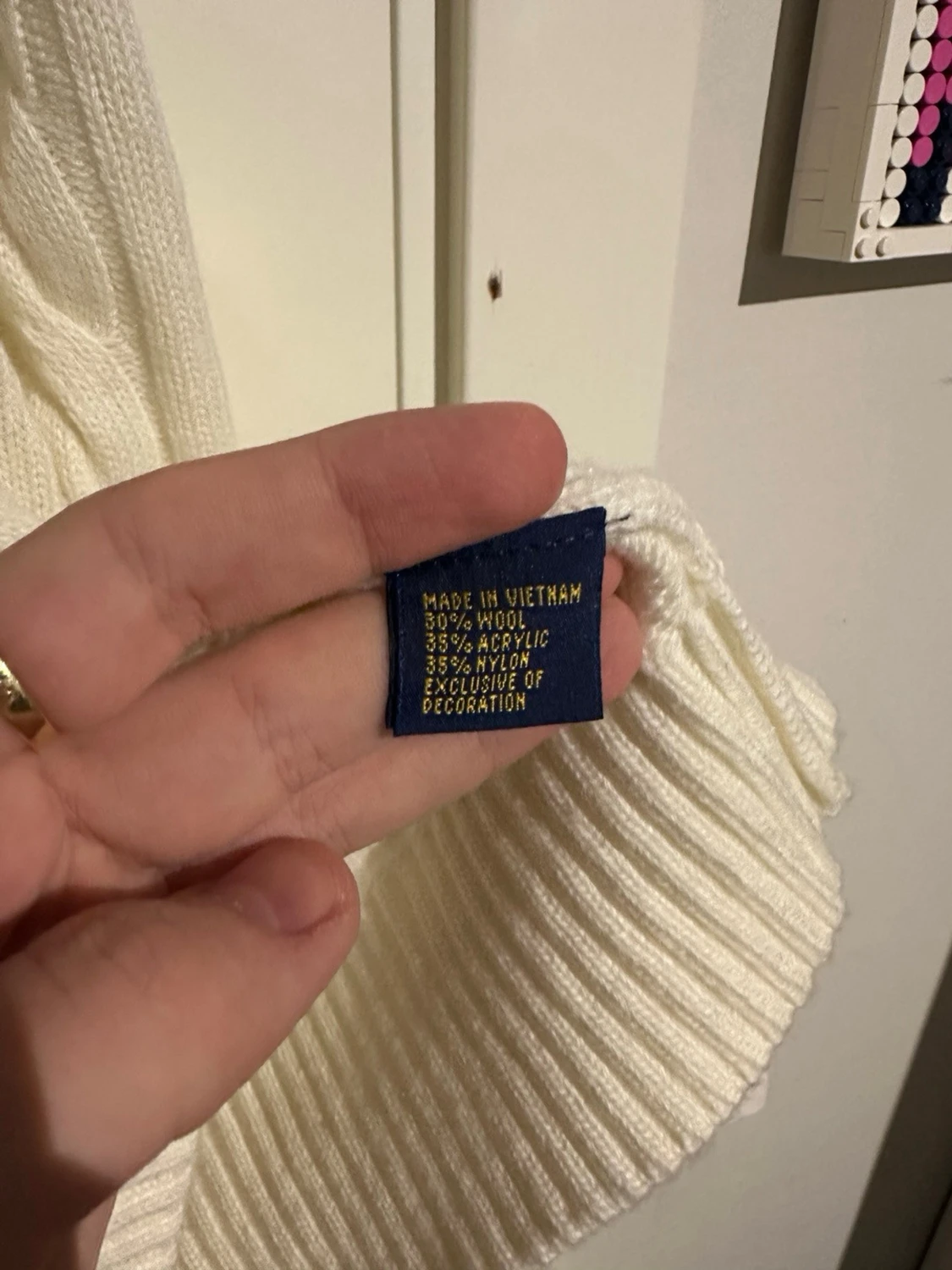 Vit kabelstickad polotröja Polo Ralph Lauren - 6