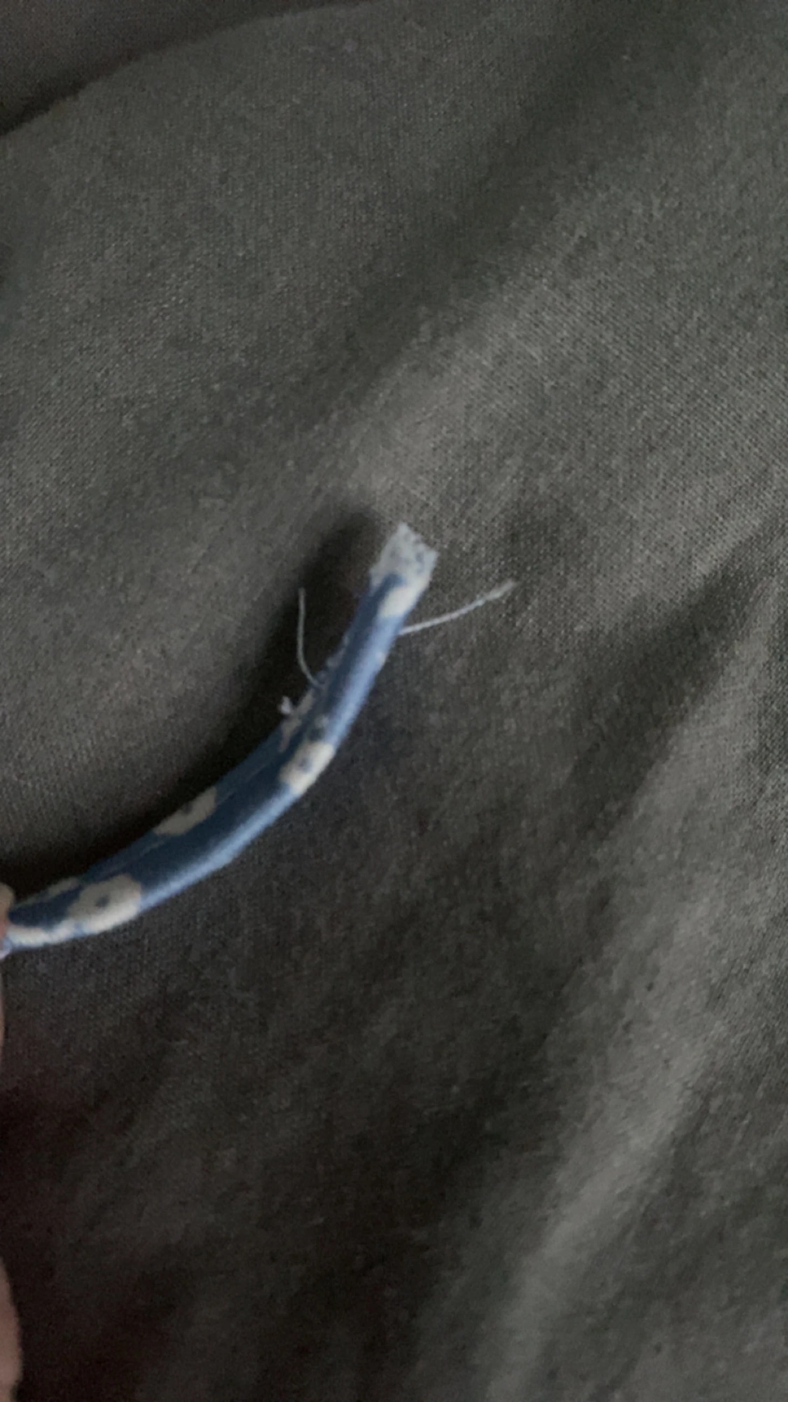 Blommig blå linnetopp med knytband - 3