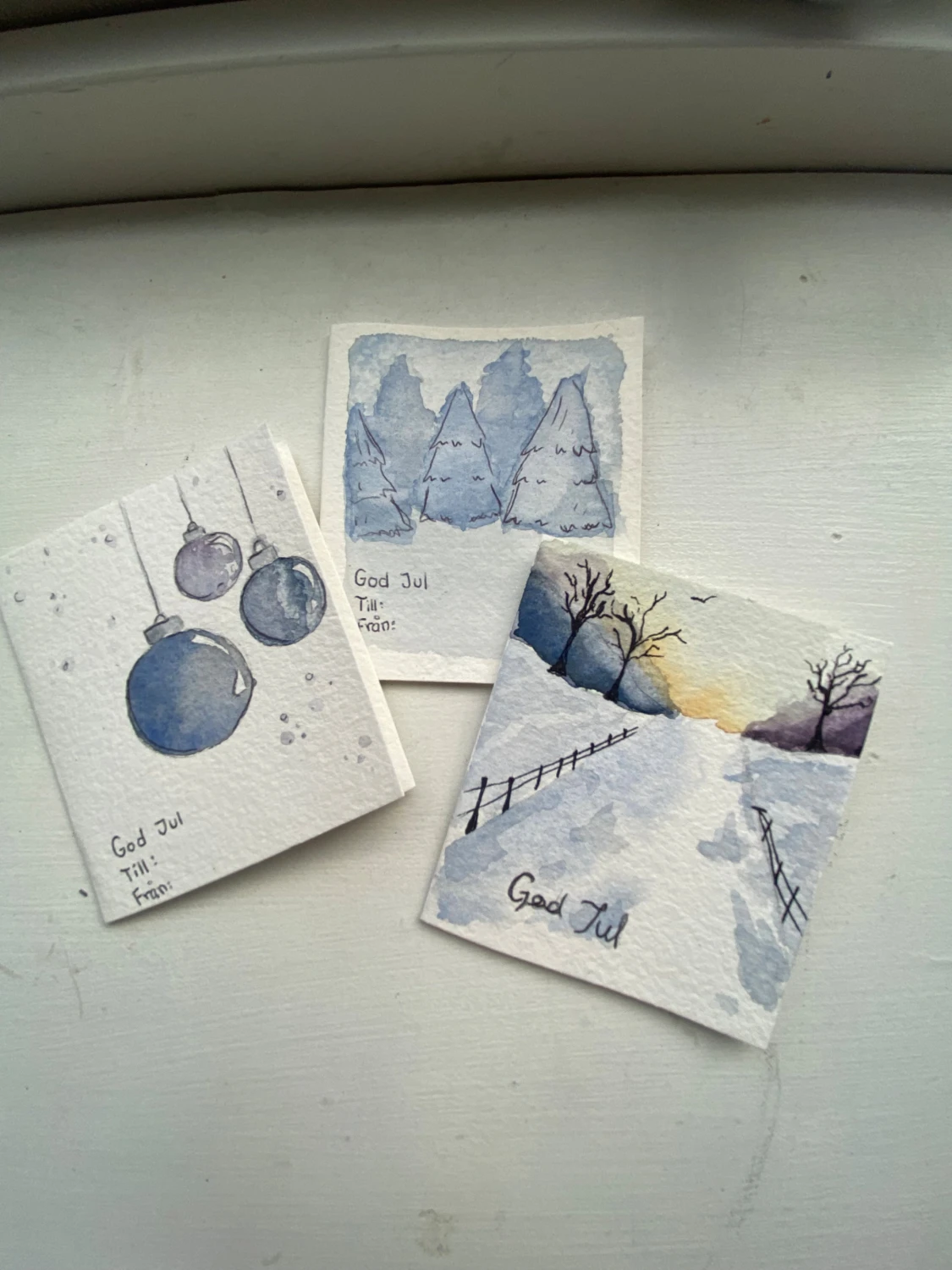 Handmålade julkort (3 set)