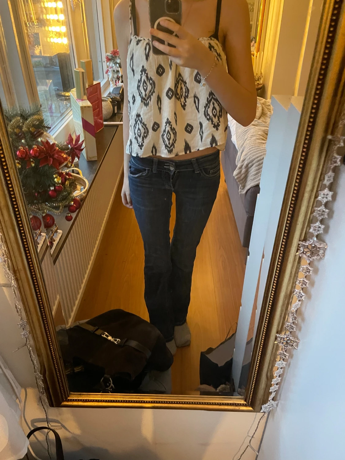 Vit och svart mönstrad linnetopp💘 - 2