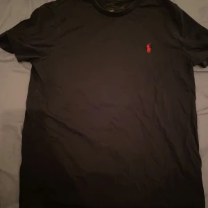 Svart t-shirt från Ralph Lauren - Svart t-shirt från Ralph Lauren med klassisk röd broderad logga på bröstet. Enkel och stilren design med rund hals och korta ärmar. Tillverkad i mjuk bomull som känns skön mot huden.