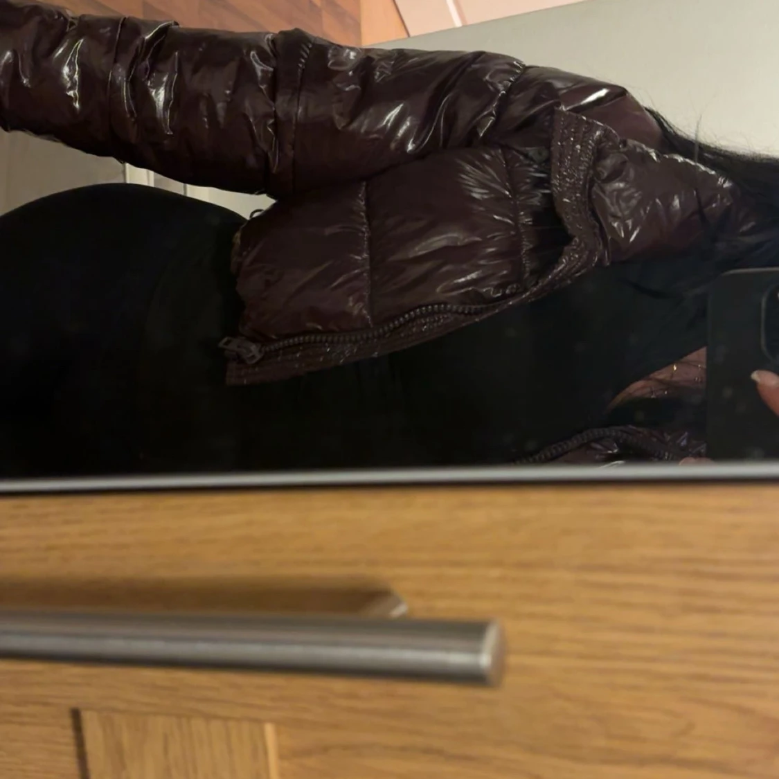 Croppad brun pufferjacka från Zara - 3