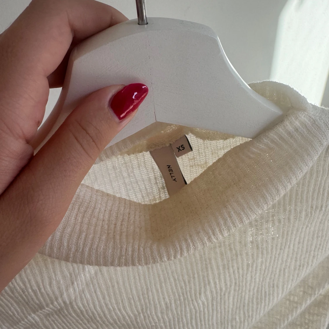 Vit ribbad polotopp från Nelly XS - 2