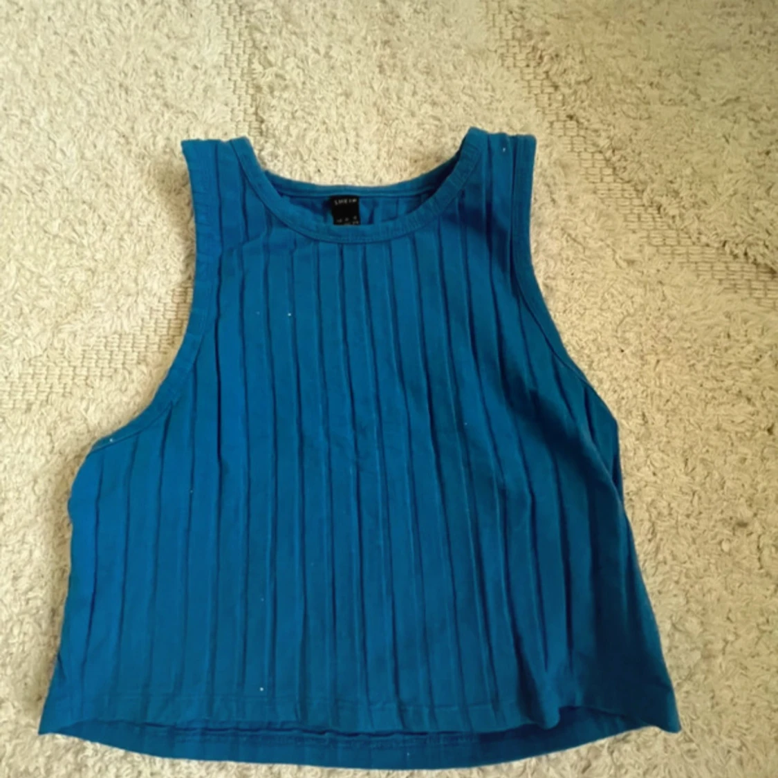 Blå ribbad linnetopp från SHEIN