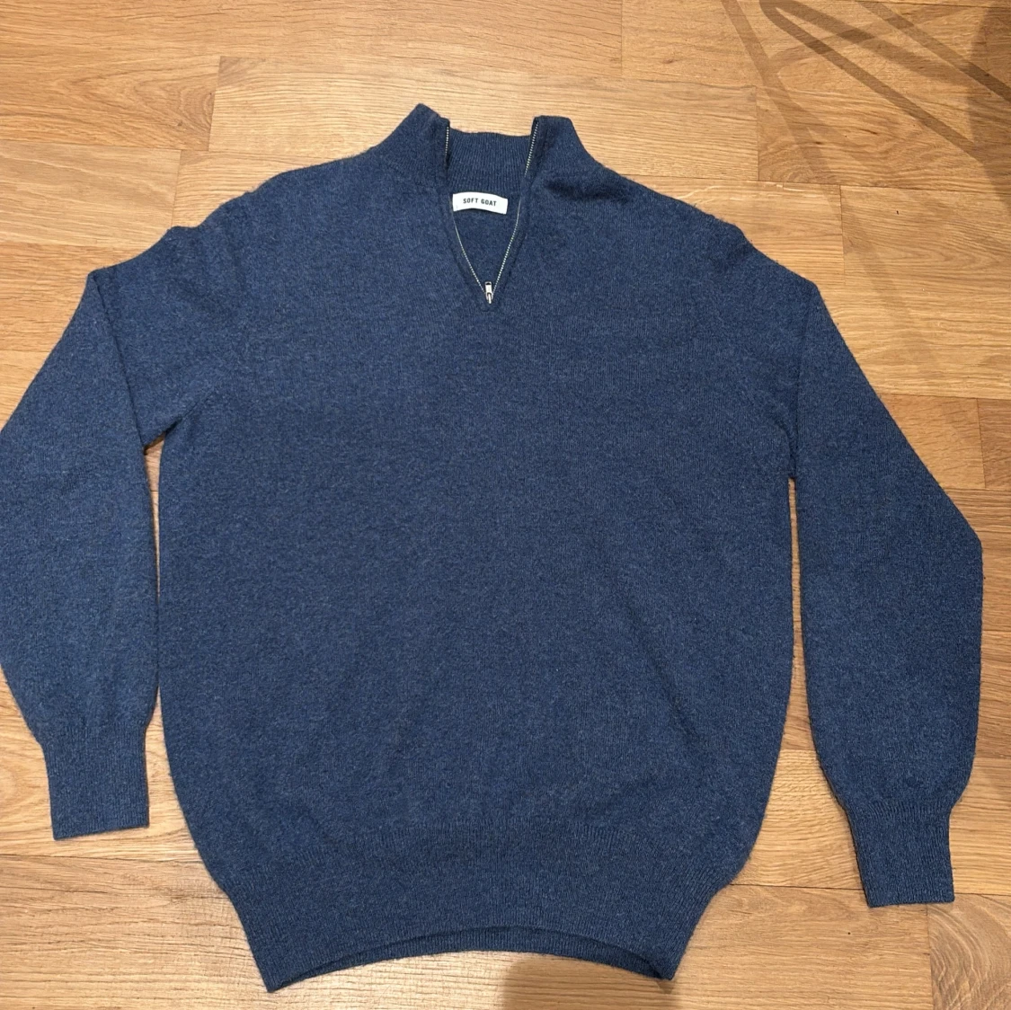 Blå half zip kashmirtröja Soft Goat