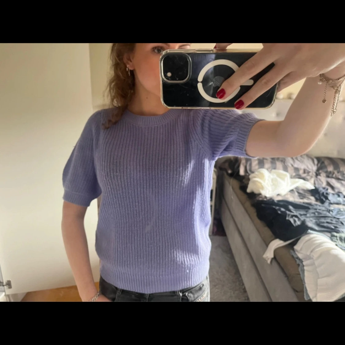 Ljuslila stickad tröja från Vero Moda - 1