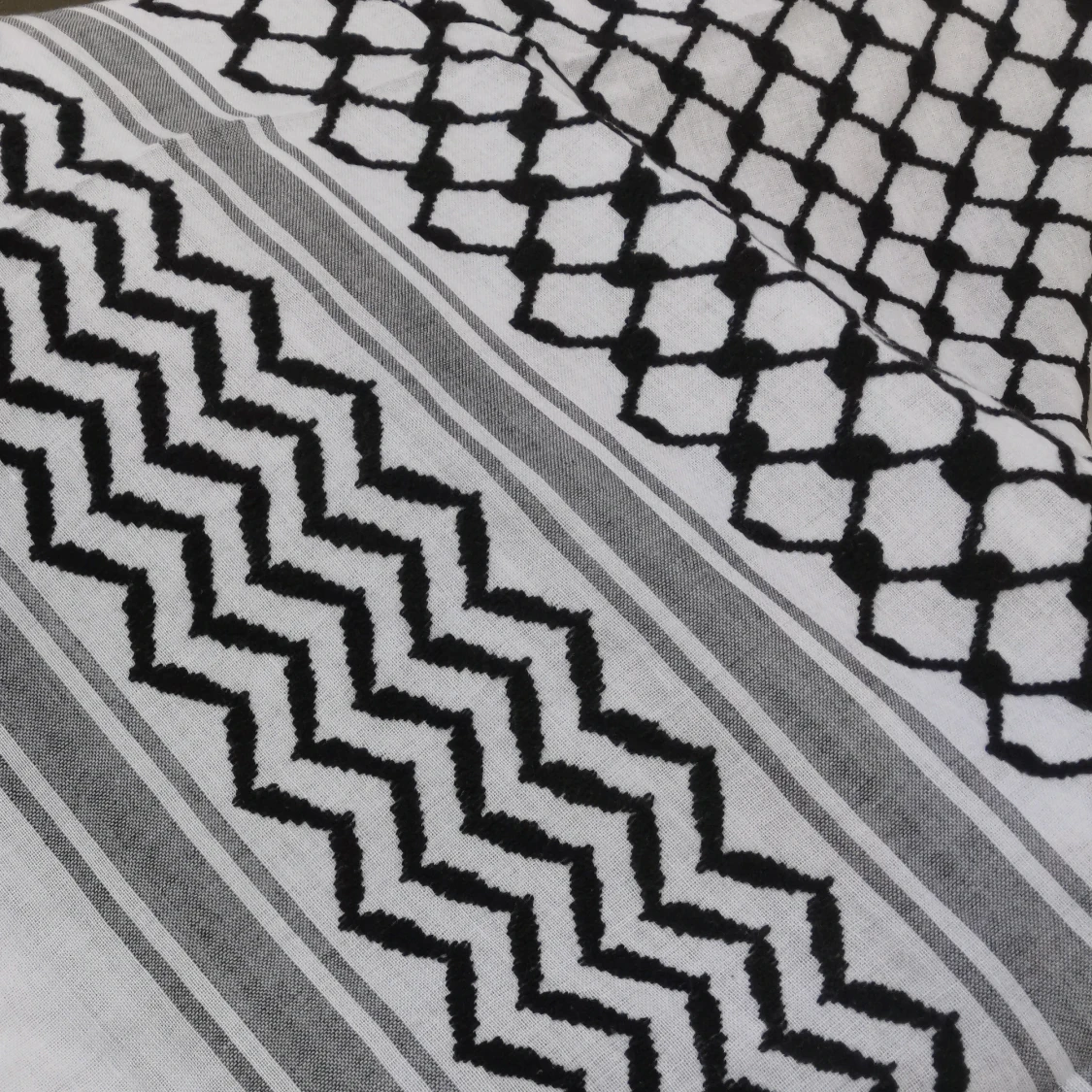 Vit/svart palestinasjal Keffiyeh/Kuffiyeh 