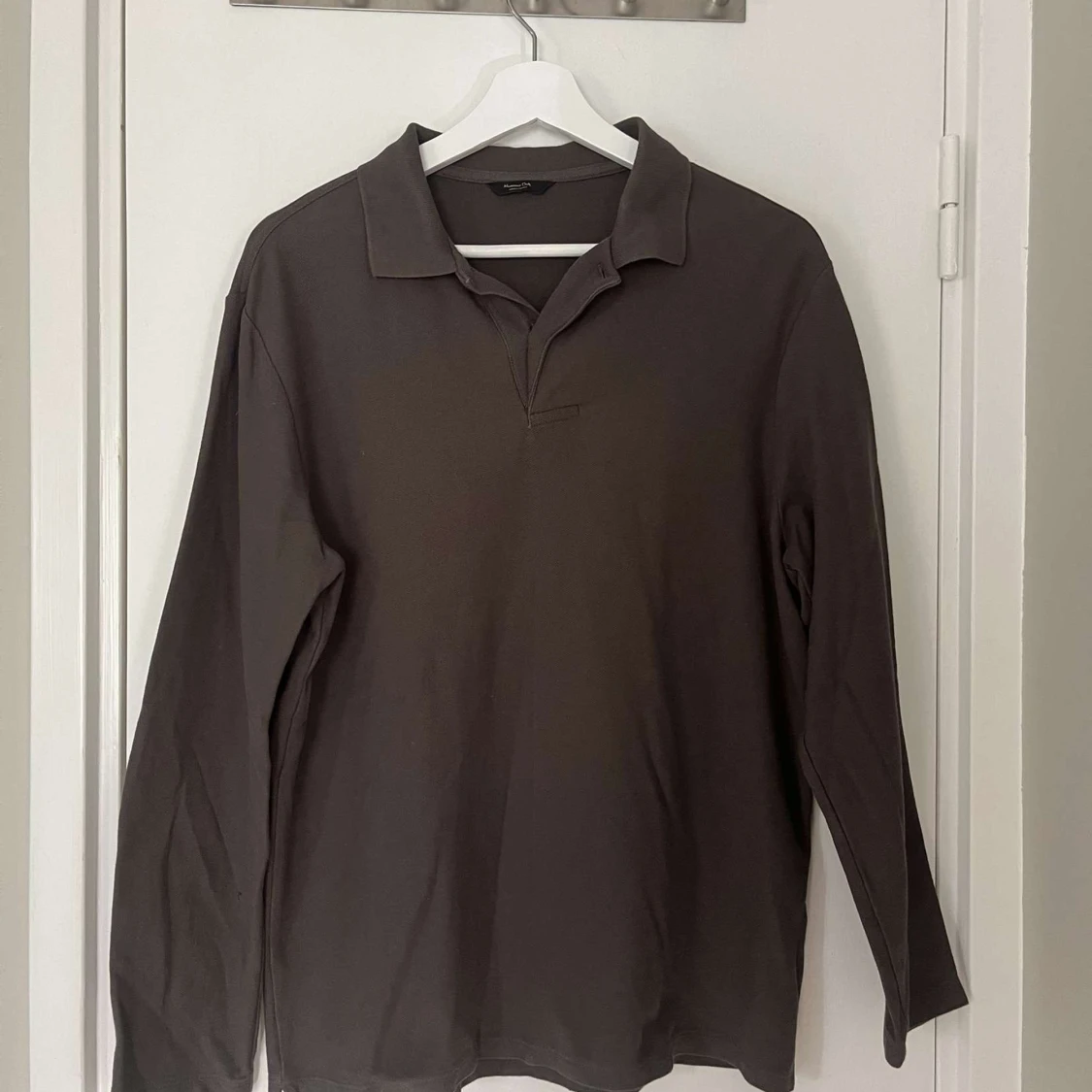  Grön långärmad pikétröja Massimo Dutti