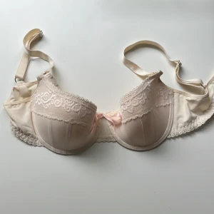 Krämfärgad spets-bh från Passionata - Söt bh från Passionata i krämfärgat tyg med spetsdetaljer och liten rosett framtill. Kuporna har vacker spets upptill och släta partier nedtill, justerbara axelband och fina broderade kanter. Perfekt för dig som gillar romantiska detaljer.