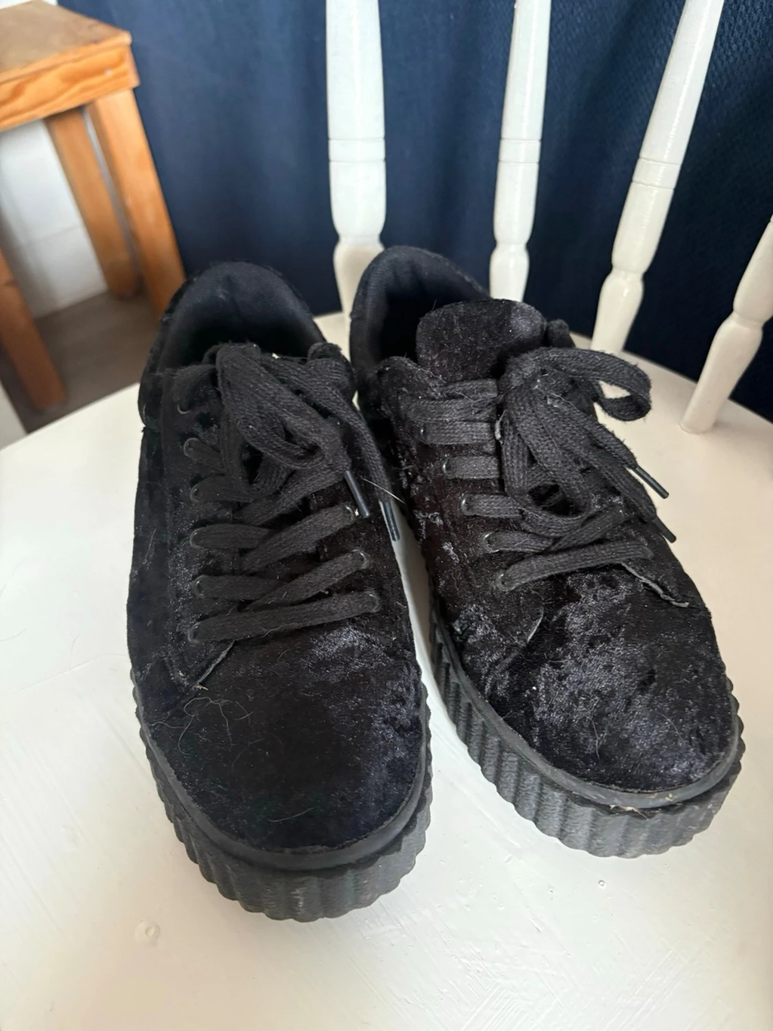 Svarta sneakers med platåsula - 1