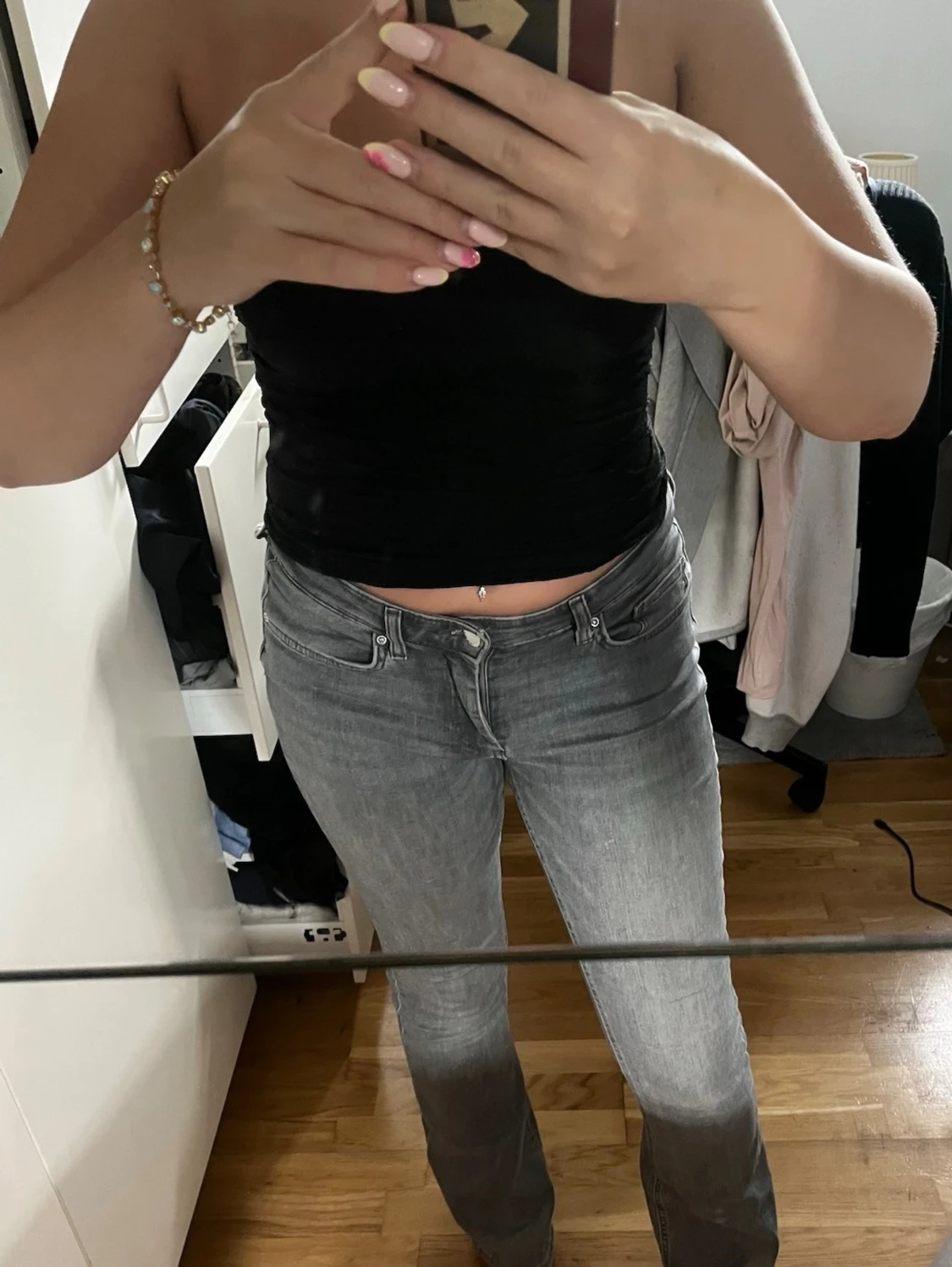Grå bootcut jeans med dip dye - 1