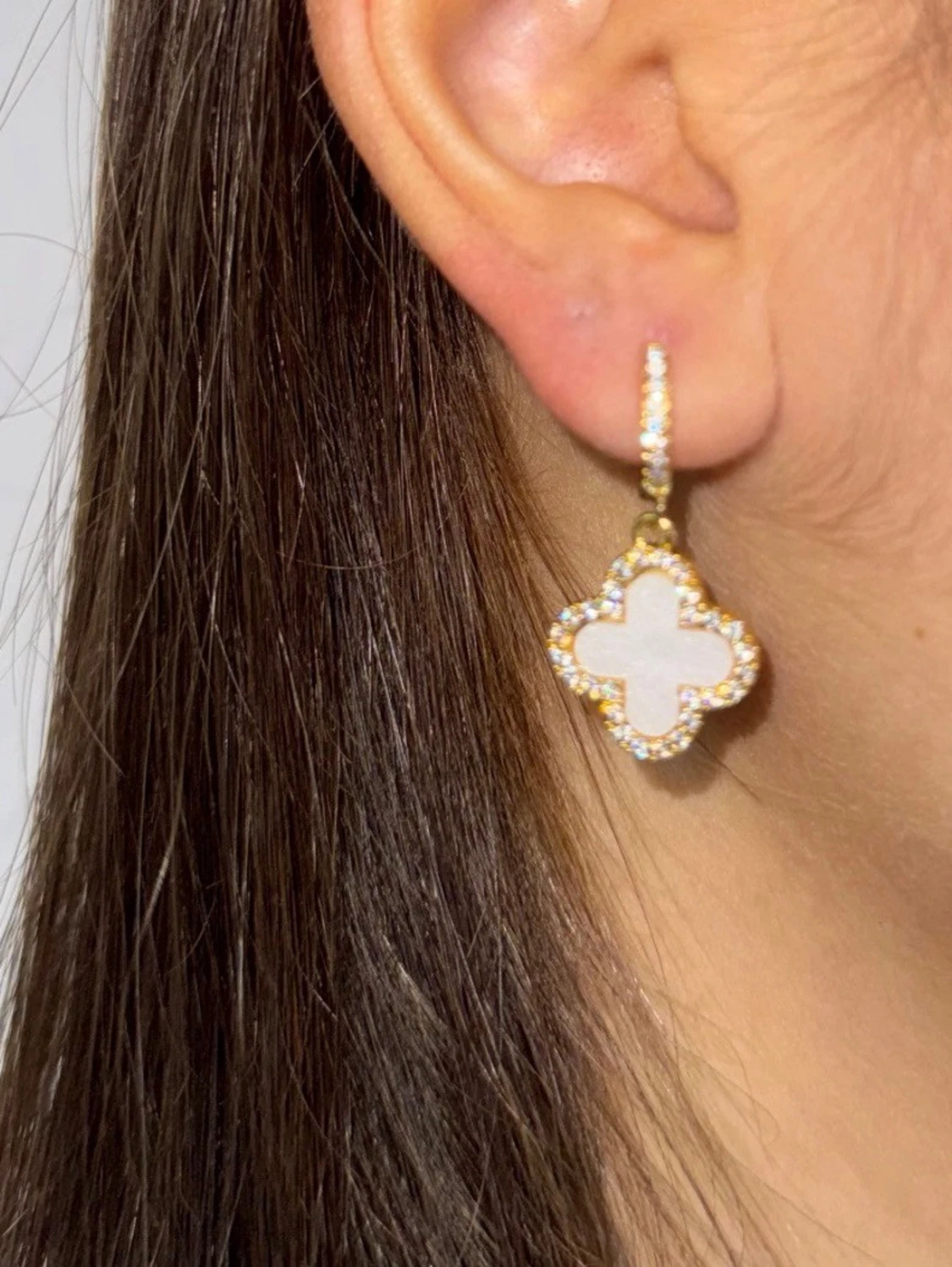 Klöver gold pearl hoops örhängen - 2