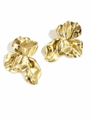 Guldiga blomformade set örhängen ring - Rostfritt guld set örhängen och ring med justerbar storlek ⭐️