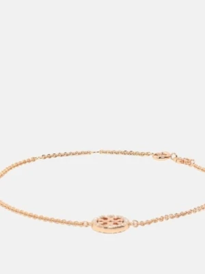 Tory Burch Rose Gold Crystal Logo Bracelet - Tory Burch bracelet in rose gold tone with the iconic Double T logo pendant, surrounded by sparkling crystal details. ✨ Delicate and elegant design with an adjustable chain and spring-ring clasp. • Colour: Rose gold • Material: Rose gold-plated metal • Stone: Crystal glass • Total length: approx. 21 cm • Extension: approx. 4 cm • Pendant: approx. 1 cm • Iconic Tory Burch logo design • Includes jewellery pouch Perfect for everyday wear or as a gift. 🎀