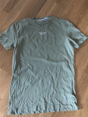 Grön t-shirt från Calvin Klein Jeans - Snygg grön t-shirt från Calvin Klein Jeans med diskret logga tryckt på bröstet. Klassisk rund halsringning och korta ärmar. Tillverkad i mjuk bomull som känns skön mot huden. Perfekt till jeans eller shorts.