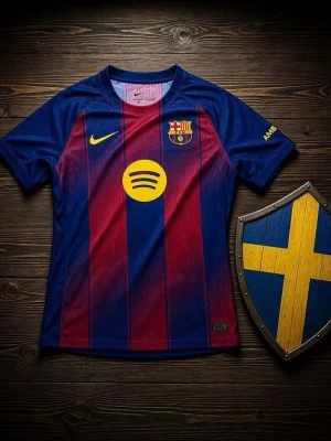 FC Barcelona matchtröja Nike - Säljer en officiell FC Barcelona matchtröja från Nike med klassiska blå och röda vertikala ränder. Tröjan har klubbmärke, Nike-logga och Spotify som sponsor framtill. Tillverkad i lätt och ventilerande material, perfekt för fotboll eller träning.