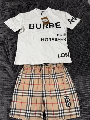 Burberry set - Burberry shortsen är storlek L passar även dig som har storlek M. T shirten är storlek S och är oversized