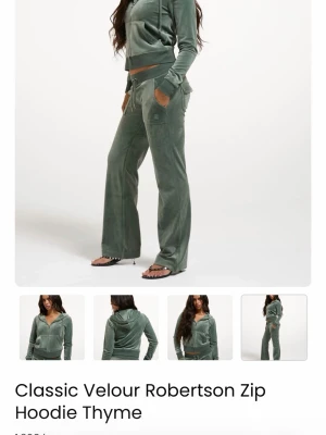 Grön velour mjukisett - Juicy couture sett, storlek s. Är 156 så byxorna är uppsydda och passa korta tjejer som mig