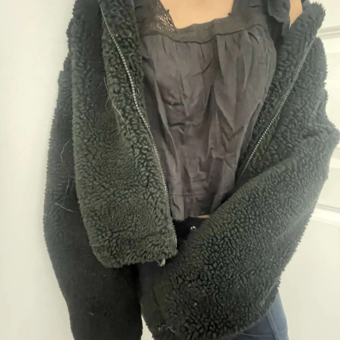 Svart Teddy jacka - 90