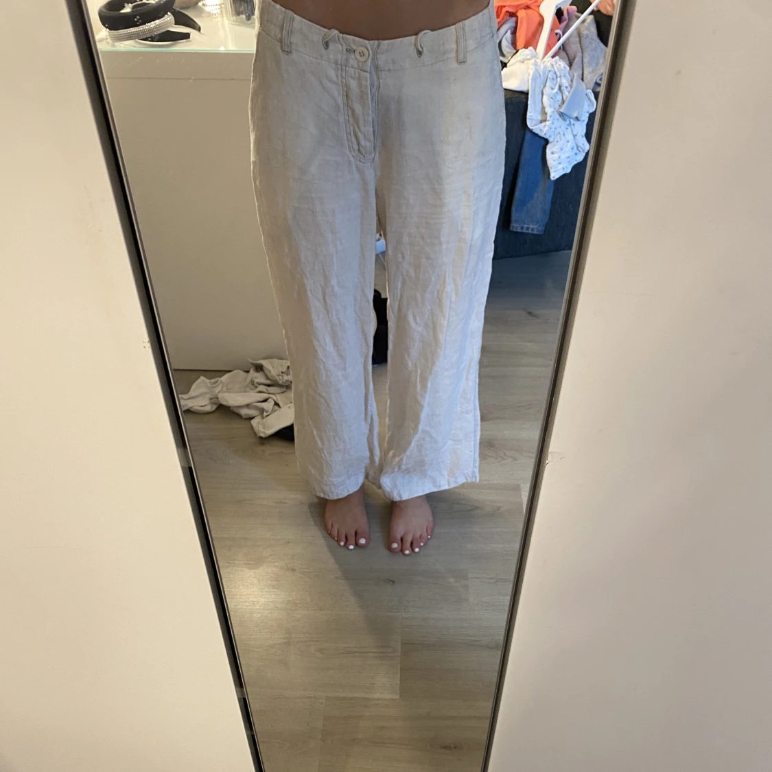 lågmidjade Linnebyxor - 90