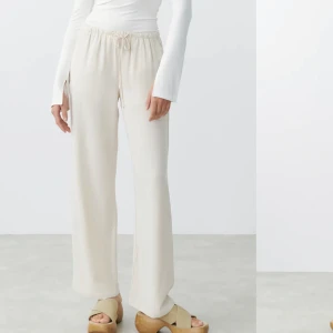 Linen mix Petite  - Säljer dessa linnebyxor från Gina Tricot i färgen Beige, storlek XXS petite💘