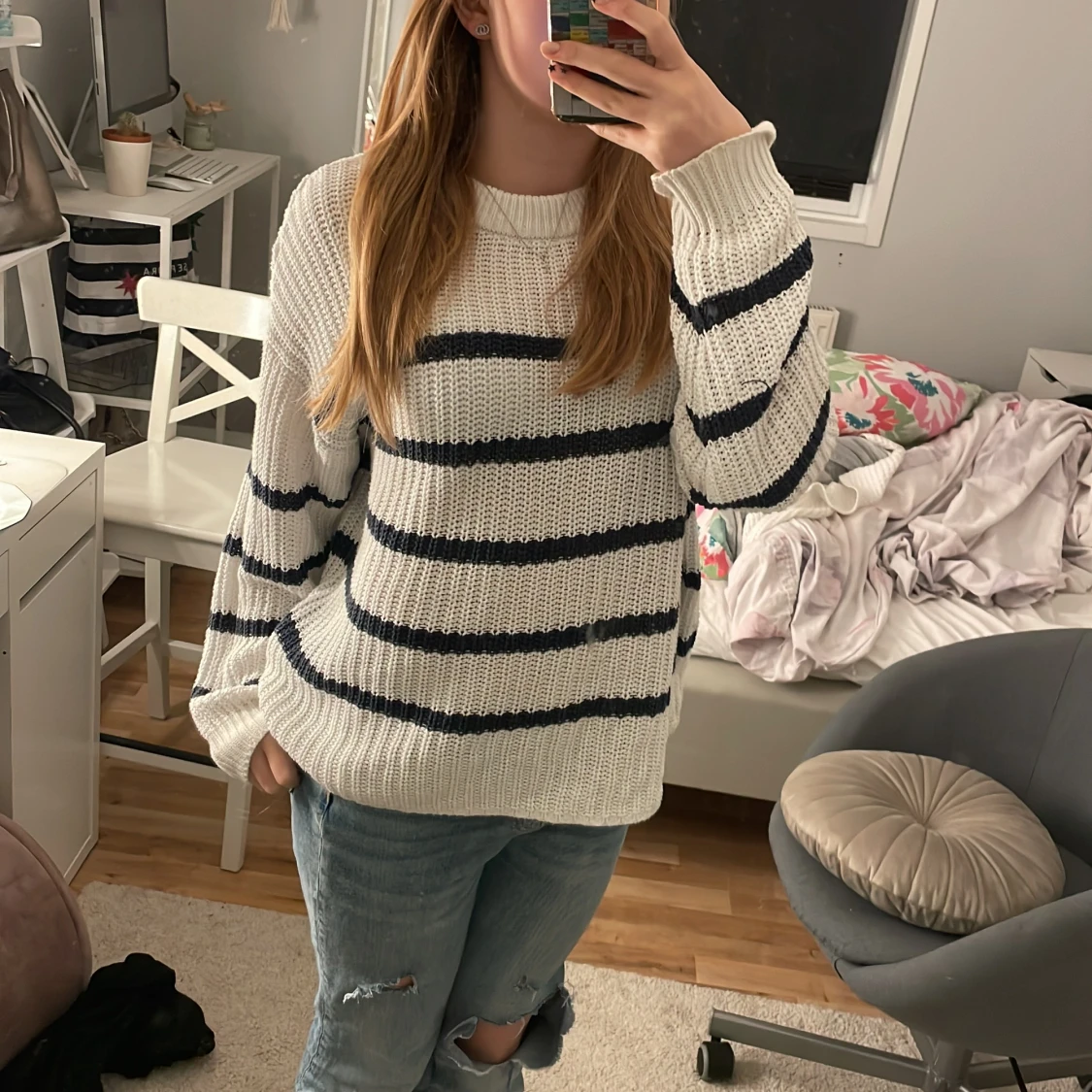 Randig stickad tröja