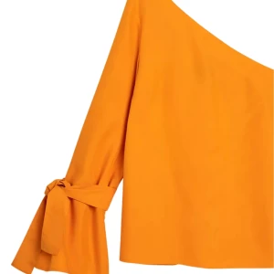 Enarmad orange topp från Lindex - Enarmad orange topp från Lindex med knytning runt ärm. Fint lyxigt material. Storlek 36