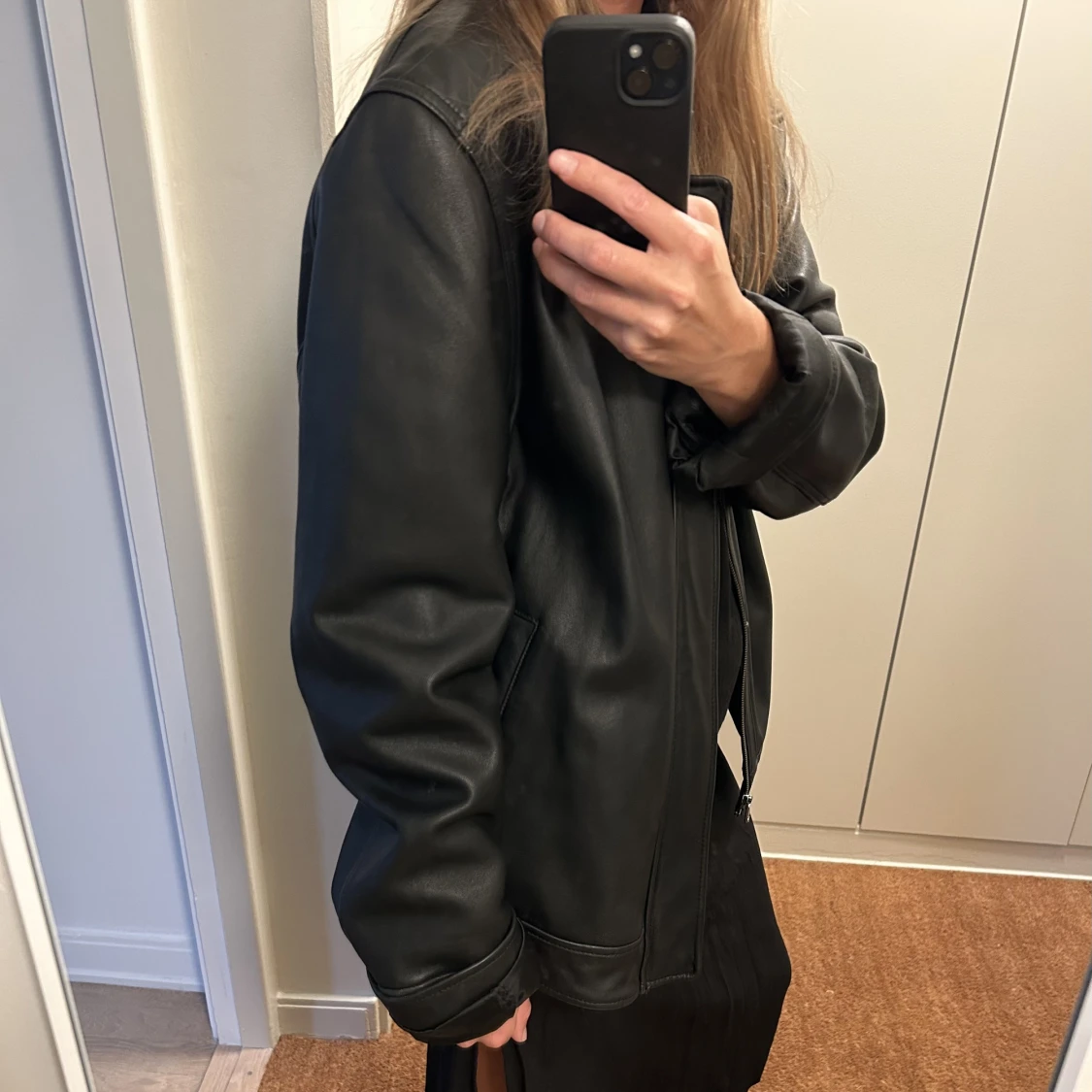 Skinnjacka i lamm oversized - 91