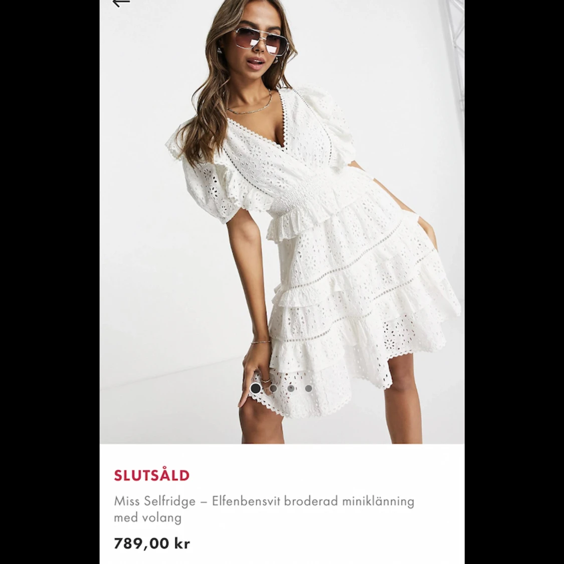 Vit volangklänning  - 90