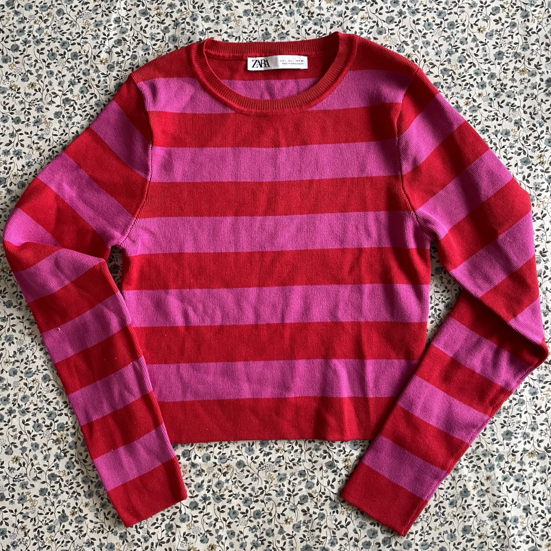 Långärmad tröja rosa/röd - 90