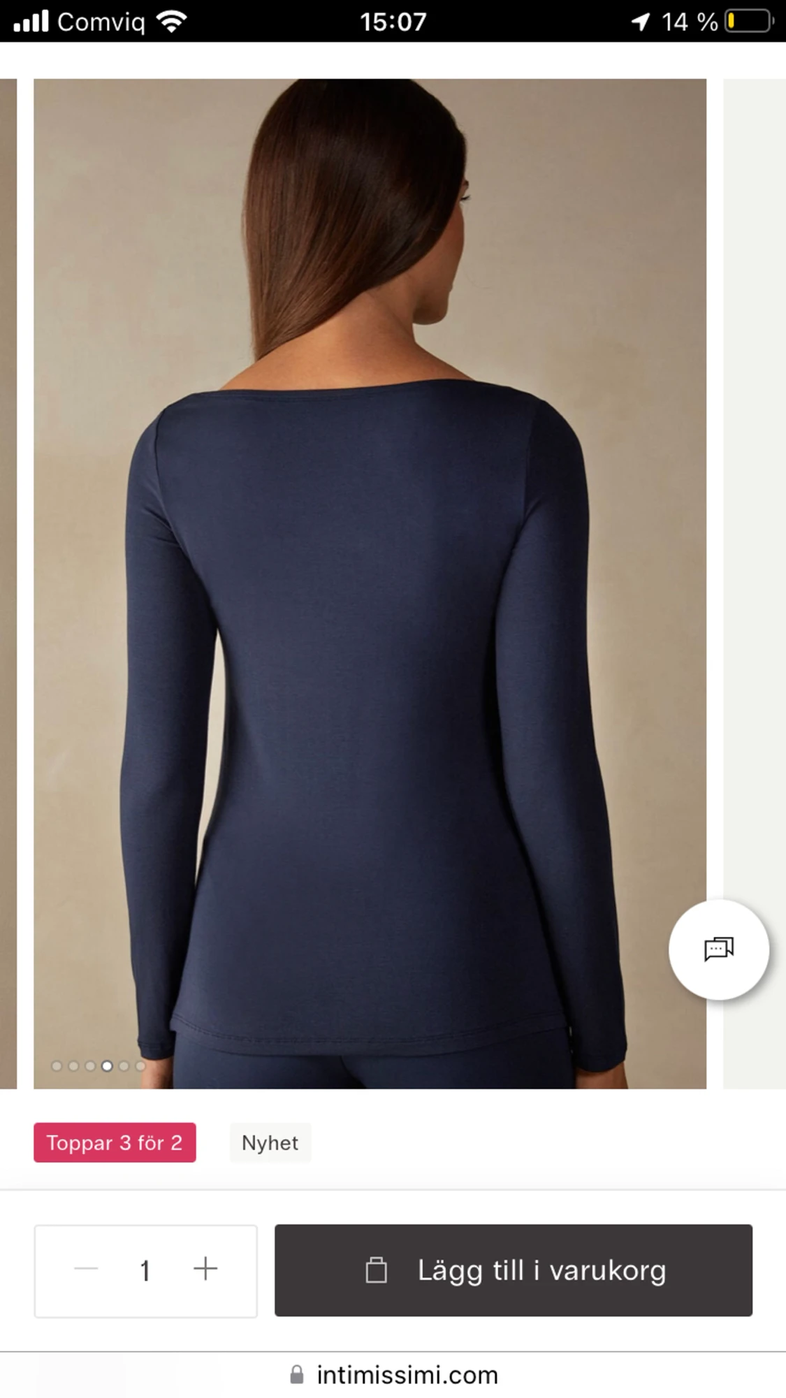 Intimissimi Tröja med lång ärm och båtringning i mikromodal - 90