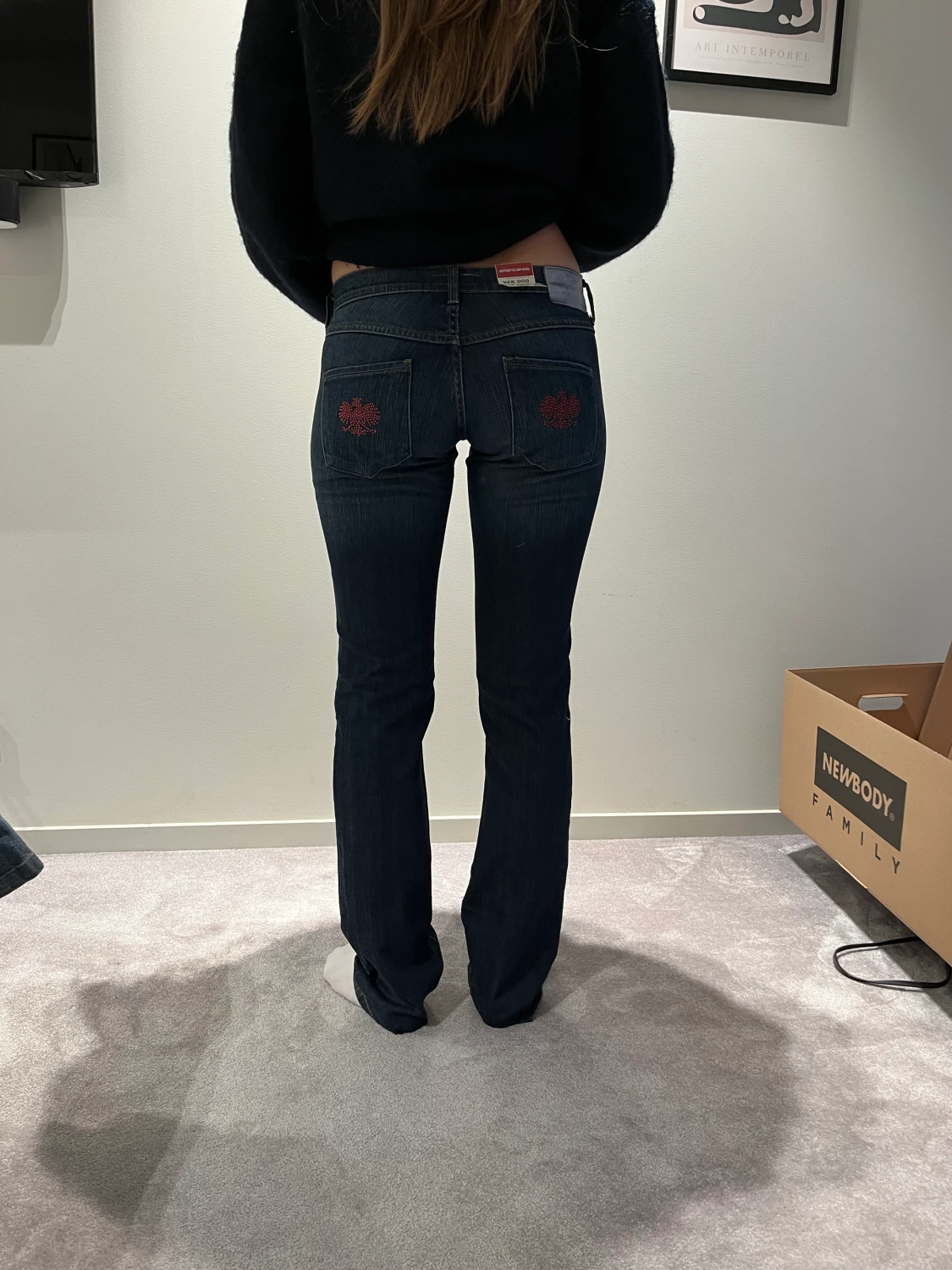 Lågmidjade mörkblåa jeans - 90