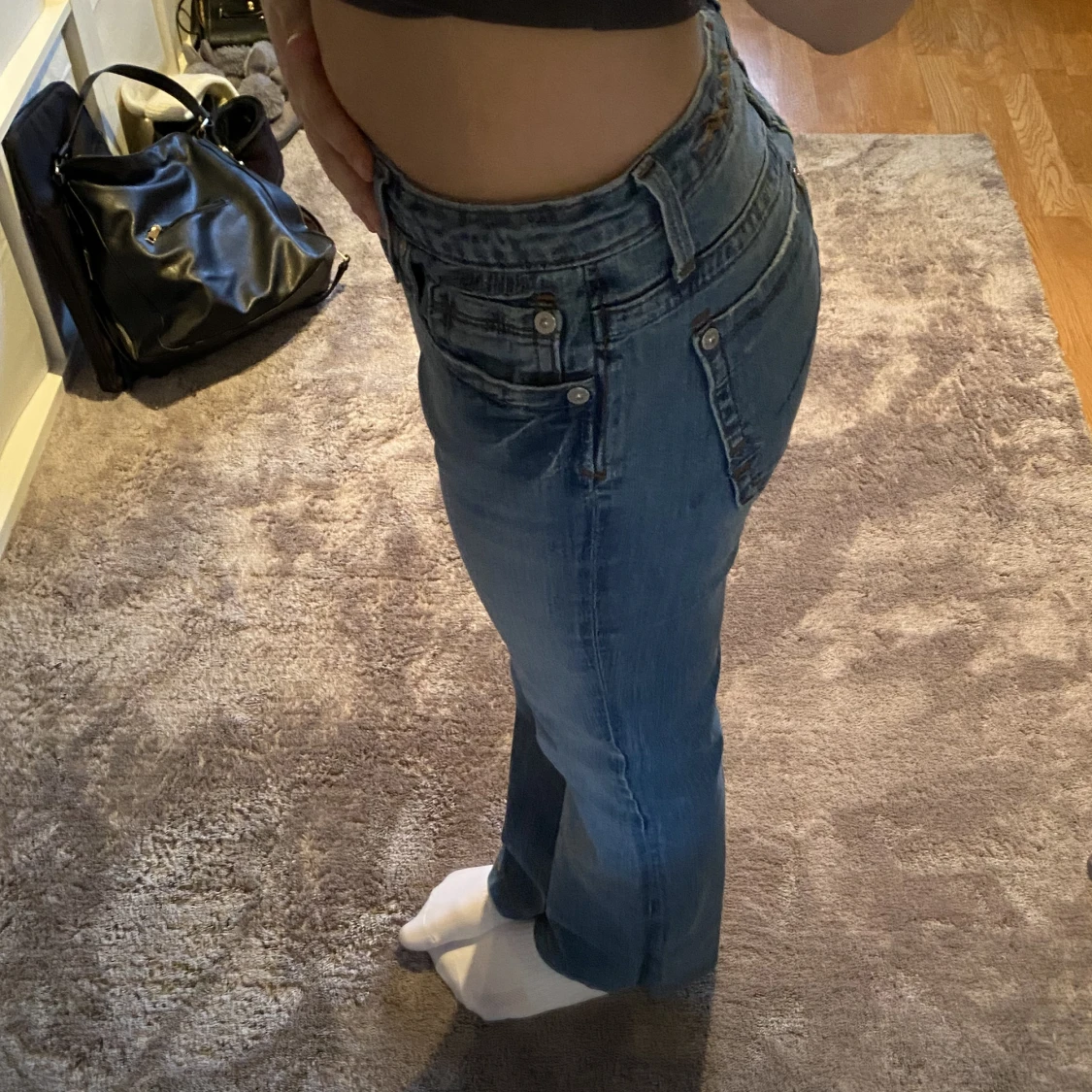 Ljusblåa lågmidjade jeans - 90