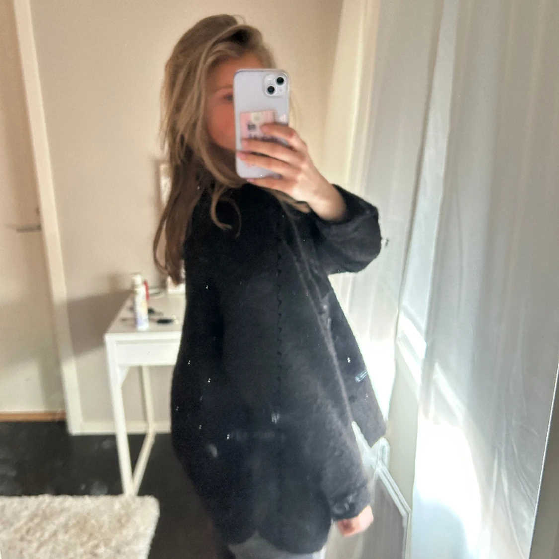 Svart kort kappa - 90