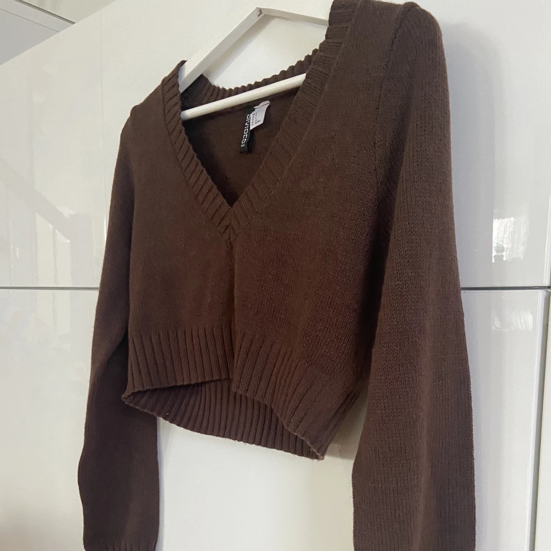 Brun stickad cardigan - 90