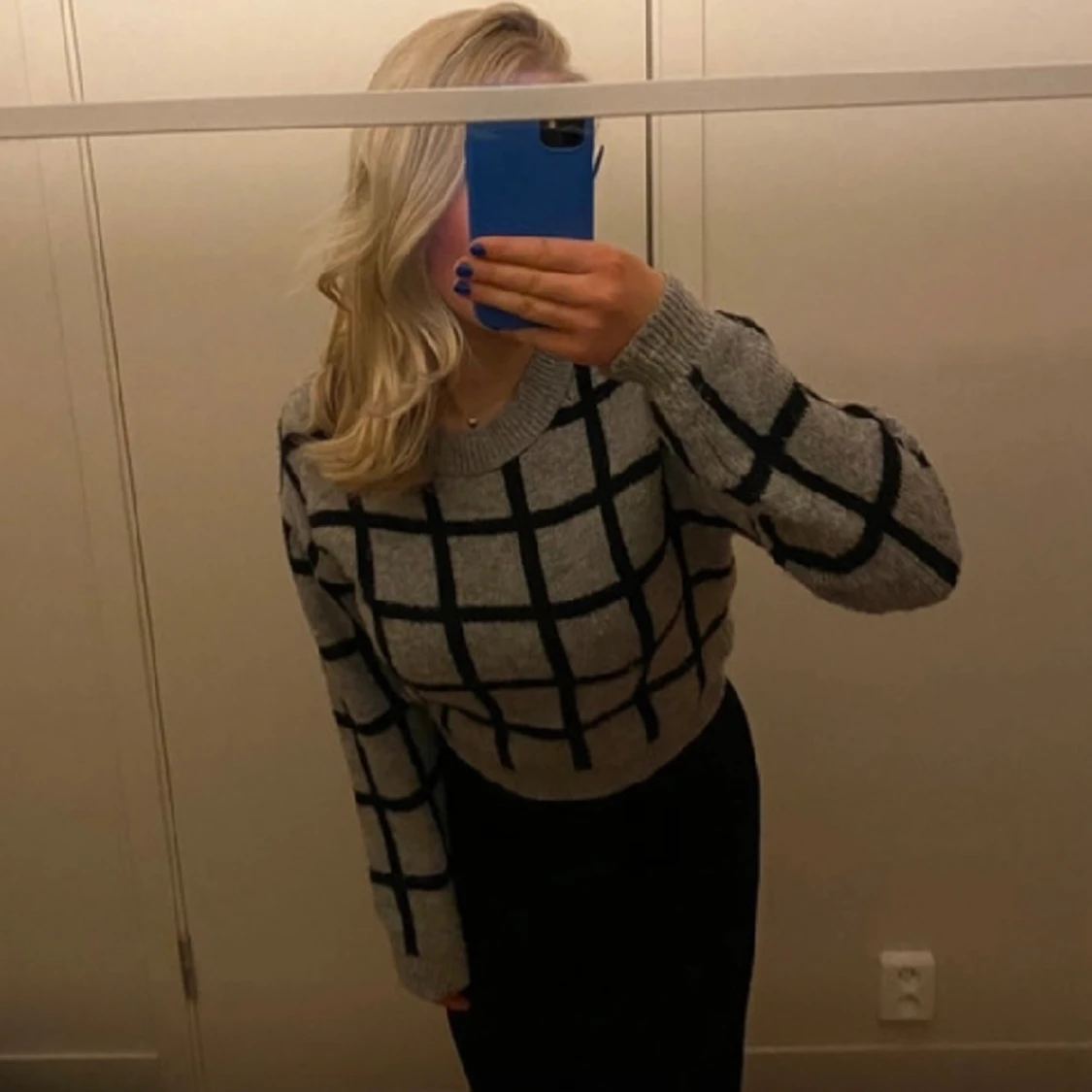 Grå - Svart Rutig Tröja  - 90
