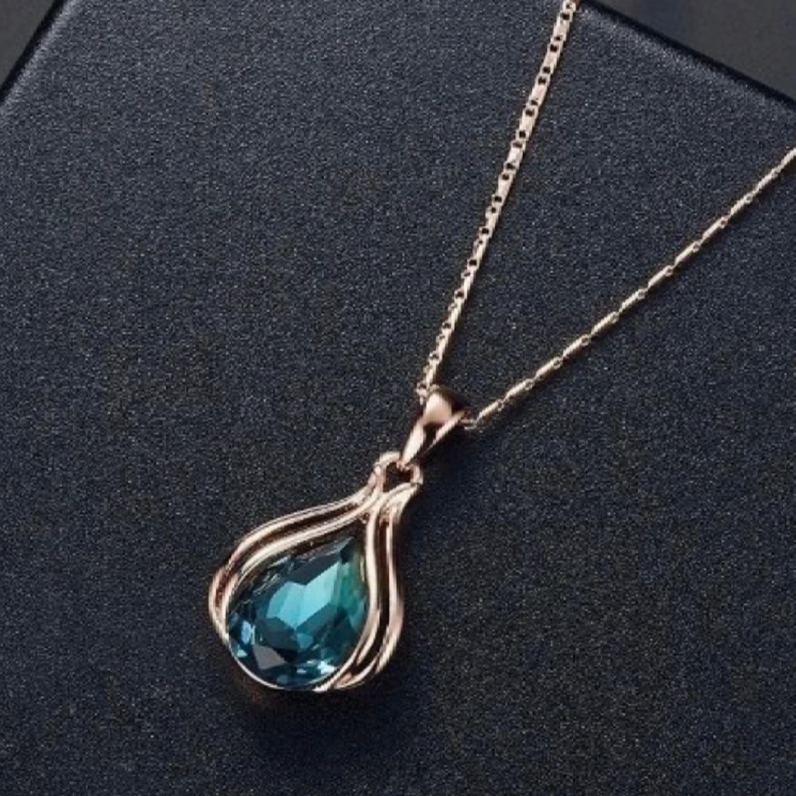 Mode Kvinnors Blågrön, Vattendroppe Halsband Örhängen Set Smycken Prydnad - 90