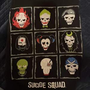 En svart suicide squad t-shirt med karaktärer på. Strl M ⚡️Använd endast en gång. (Frakt ingår ej)