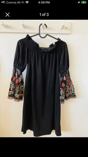 Asos black/ embroidered dress - Blck dress with sheer embroidered sleeves.  Used. Worn a few times.  Smoke and pet free home. 