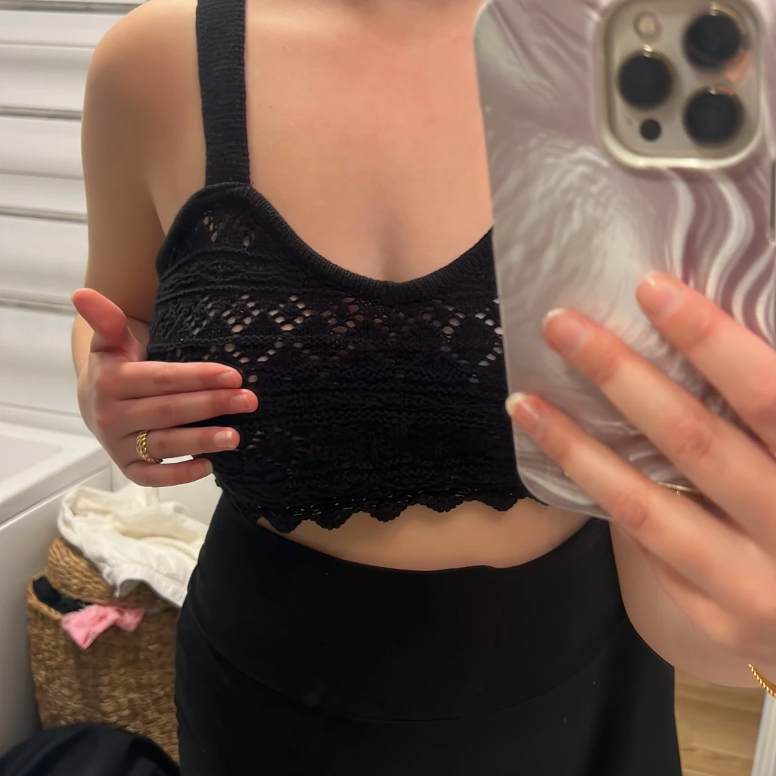 Virkad svart topp - 90